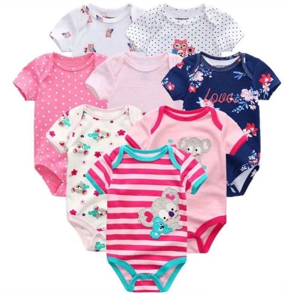 Set of 8 Short Sleeve Baby Romper Cloth